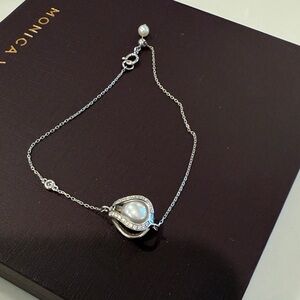 Monica Vinader 18k whitegold akoya Bracelet with Pearl Accent
